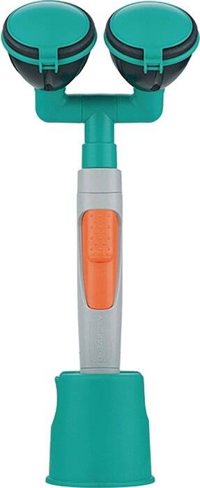 Hand-Augendusche mit 2 Brauseköpfen 45°, grau/grün, Wand-/Tischmontage, BR 714025, DVGW