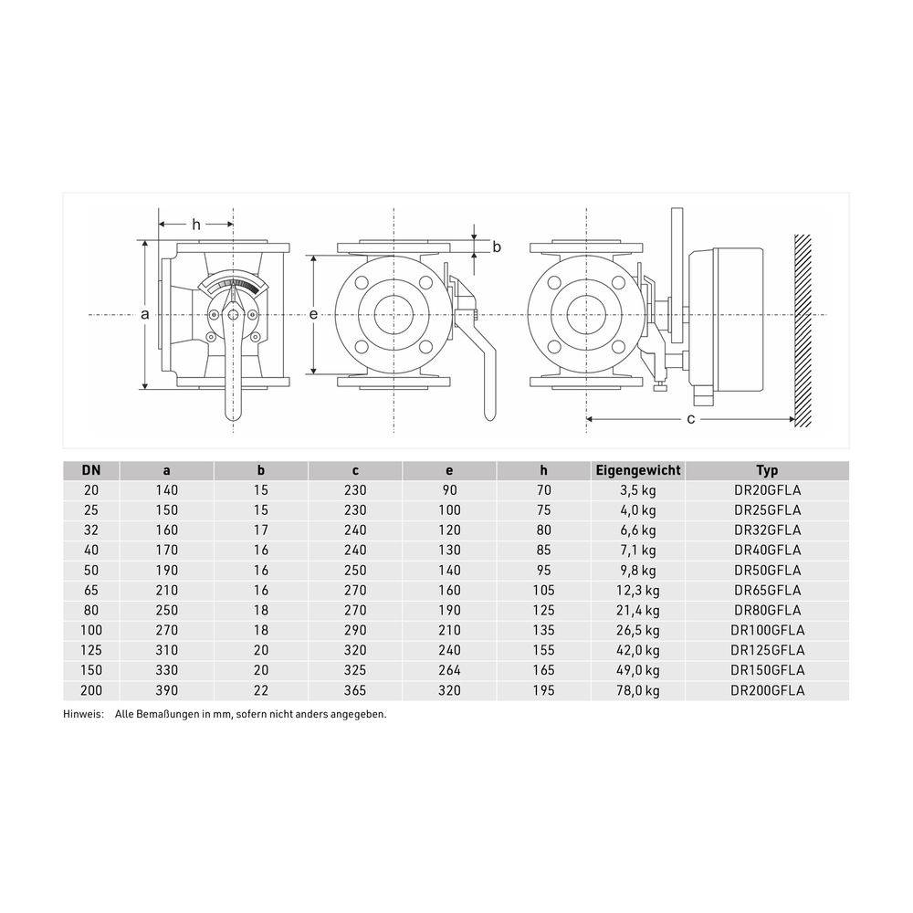 Resideo 3-Wege-Flanschenmischer DR GG 20, PN 6, gerade DN 50, Grau