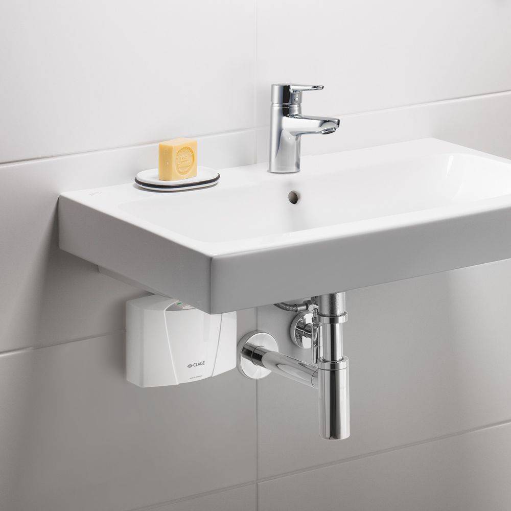 CLAGE MCX7 Durchlauferhitzer 6,5kW 400V Unter­tisch max. 3,7l/min, IES Blankdraht-Heizsystem, Sensortaste, LED-Anzeige