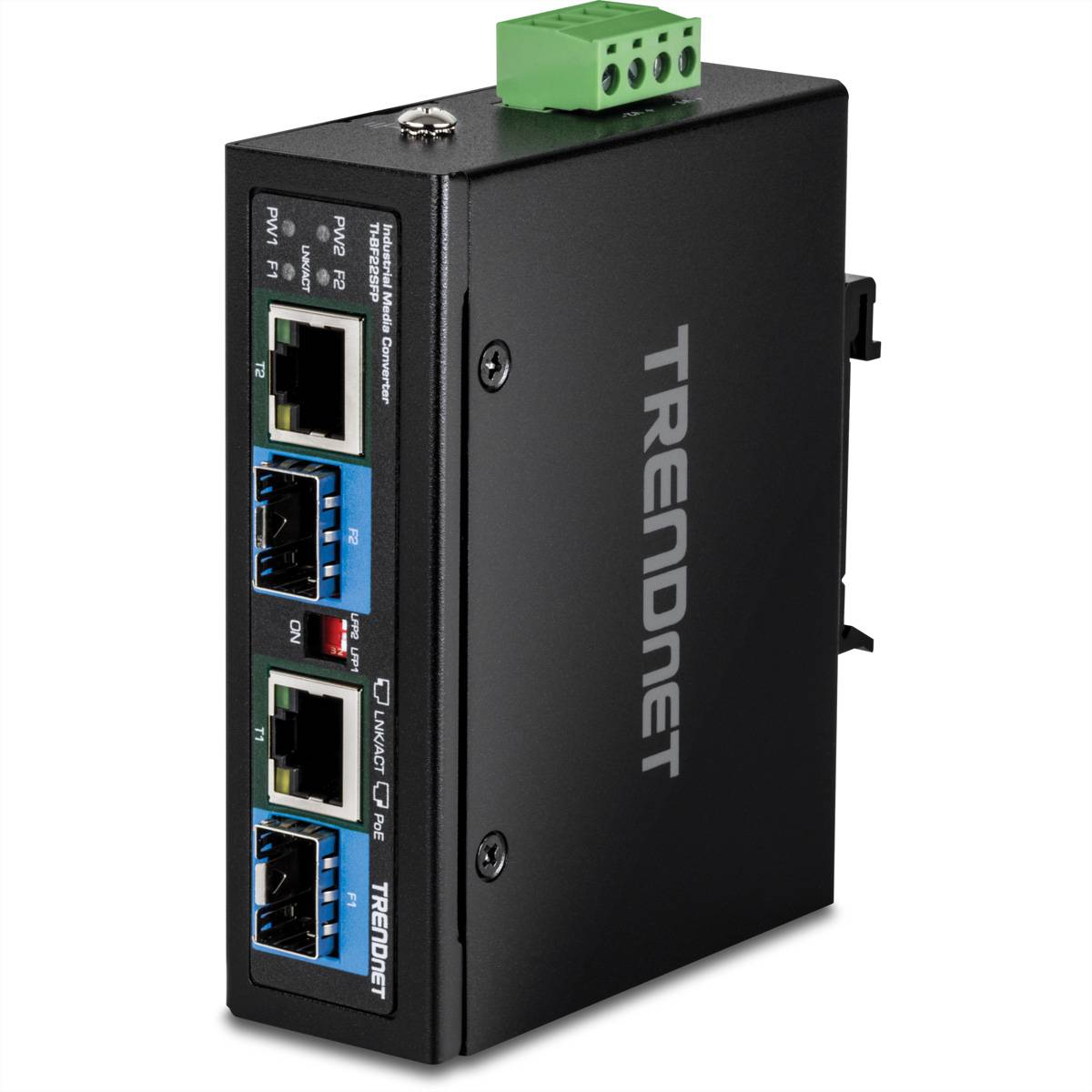 TRENDnet TI-BF22SFP Medien Konverter, 2-Port Industrial SFP zu Gigabit PoE++