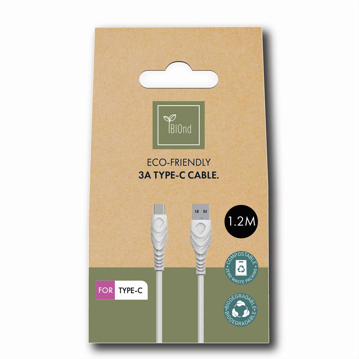 BIOnd BIO-12-TC USB-A to Type-C 3A, 1,2m