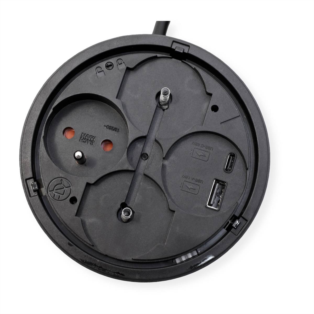 BACHMANN TWIST 2 1xUTE 1xUSB A/C 22W 2,0m AEH Edelstahl-Optik rund