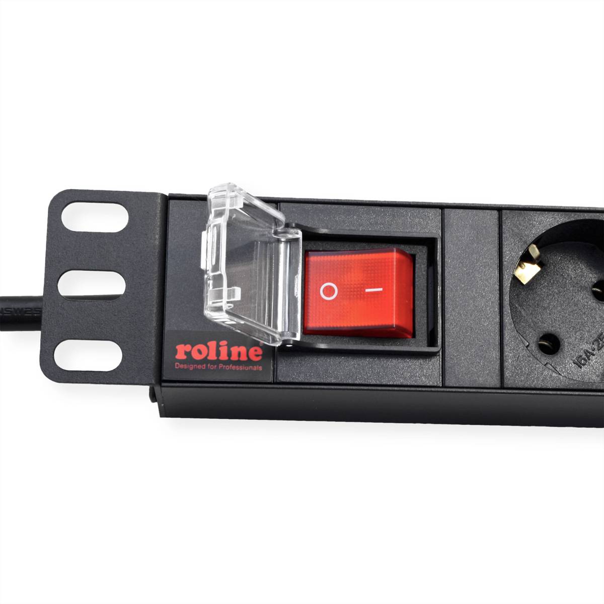 Roline 19-Zoll-Steckdosenleiste 8fach, mit Ein-/Aus-Schalter, schwarz, 2m