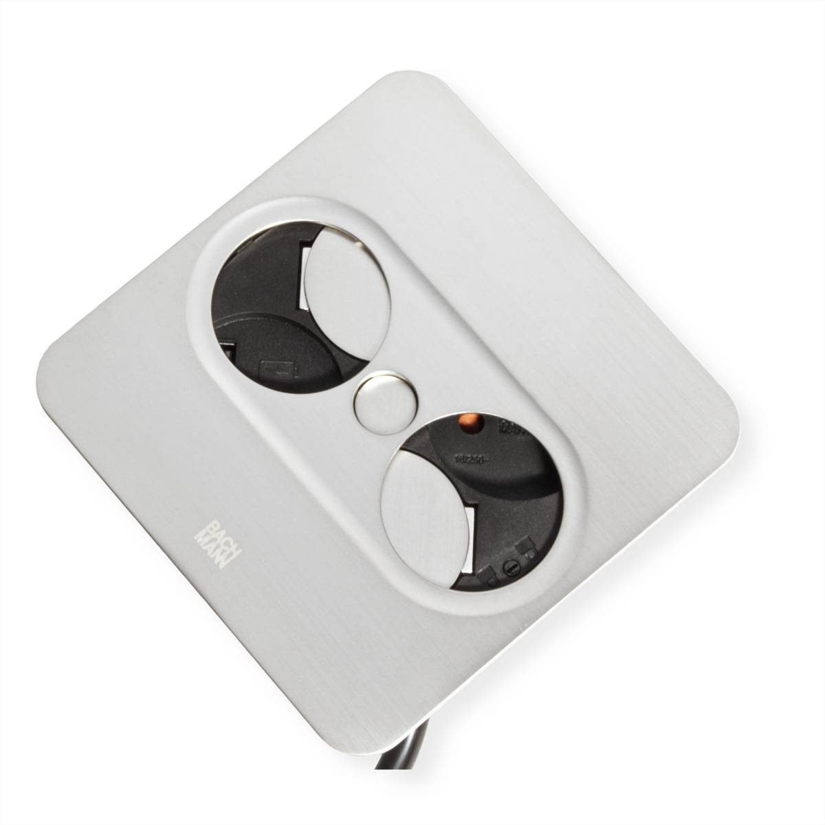 BACHMANN TWIST 2 1xUTE 1xUSB A/C 22W 2,0m AEH Edelstahl-Optik eckig