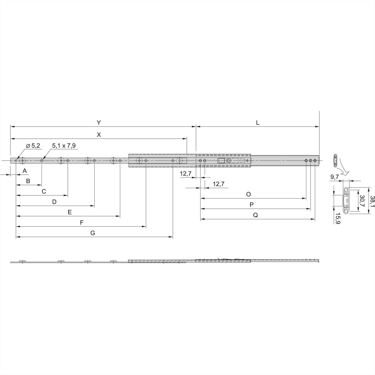 SCHROFF Universal 1 HE Teleskopschiene - TELESK.SCH.UNIV.1HE 356T (2X)