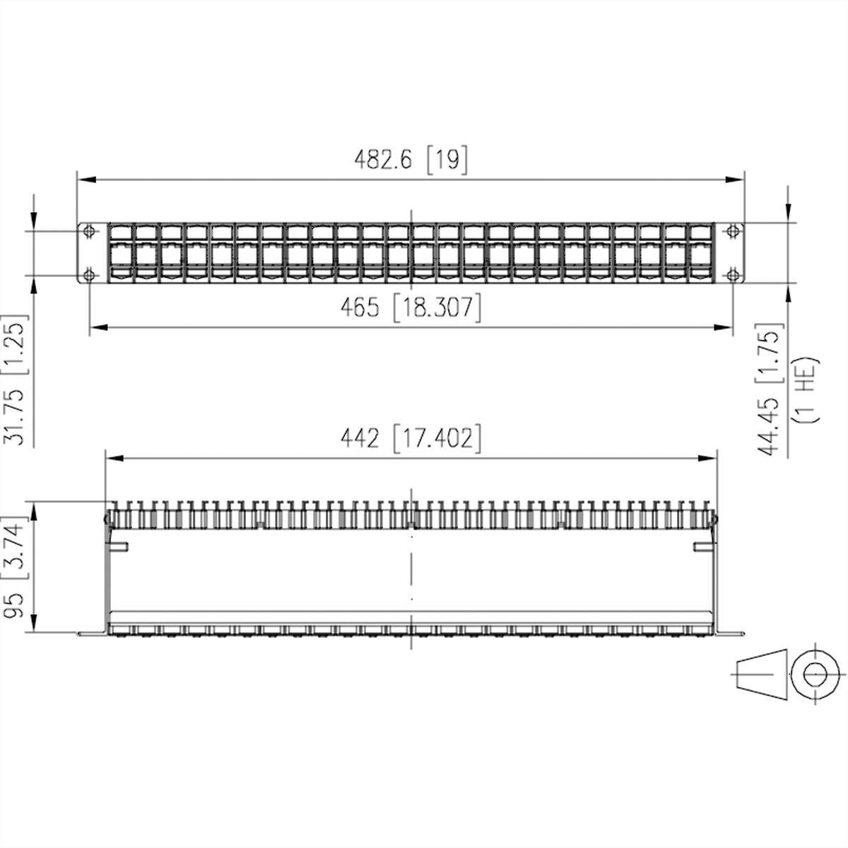 Metz Connect Keystone 19 Zoll Modulträger 1HE, 24 Port unbestückt, geschirmt, schwarz