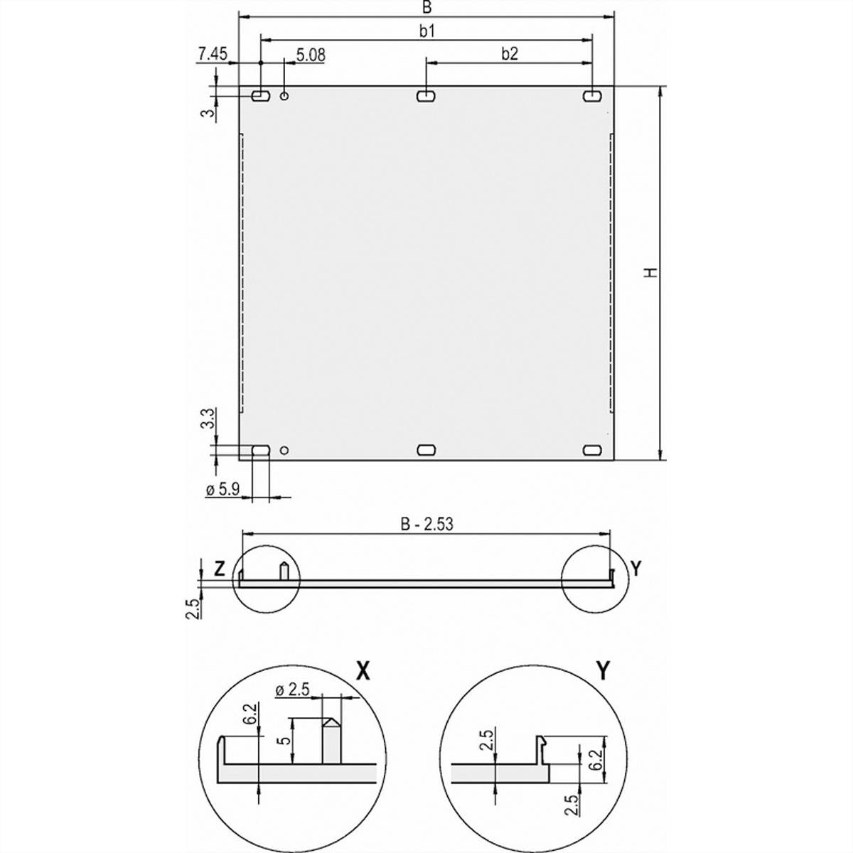 SCHROFF Frontplatten, U-Profil, schirmbar - U-FRONTPL.EMC 3HE 42TE M.PIN