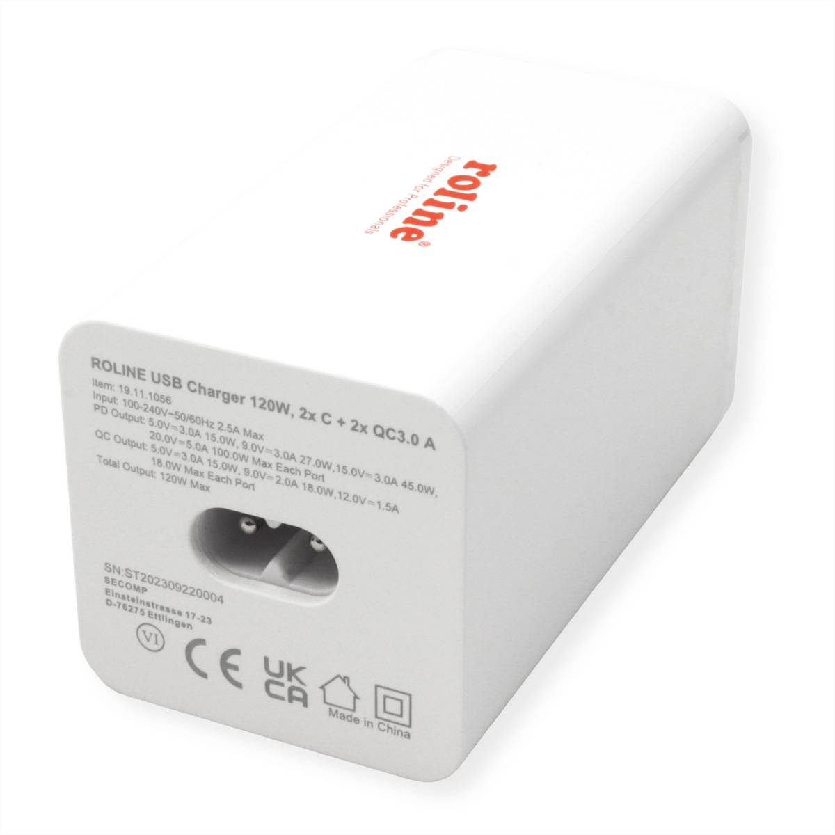 Roline USB Charger, 4 Port (2x USB-C, 2x USB-A QC3.0), max. 120W