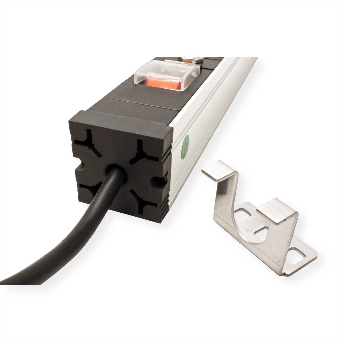 VALUE 19-Zoll-Steckdosenleiste 7fach mit Überlastschutz, 1 HE, Schutzkontakt-Stecker, 3 m