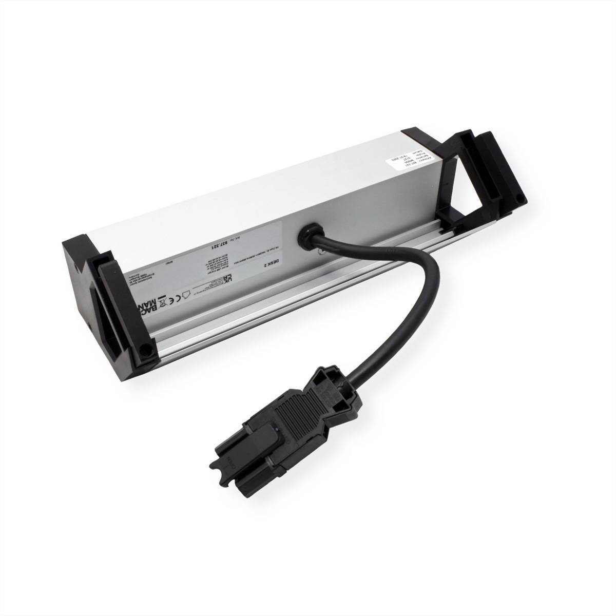 BACHMANN DESK2 ALU BLACK 2xUTE 1xUSBC 60W 0,2m GST18