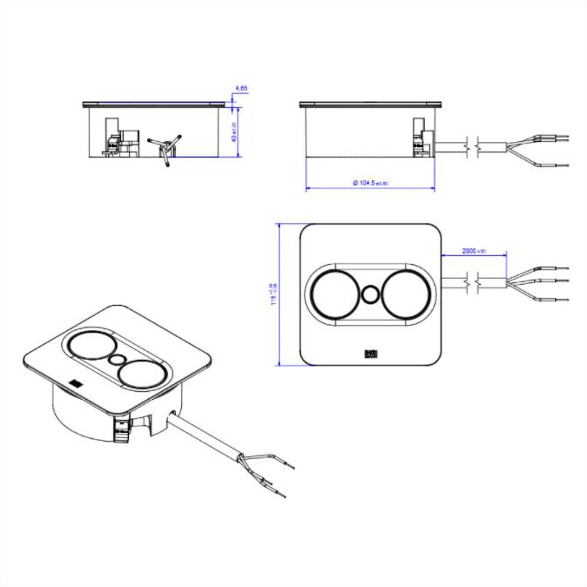 BACHMANN TWIST 2 2xCEE7/3 2,0m AEH RAL9010 30GE eckig