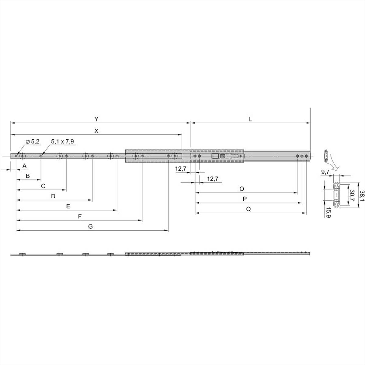 SCHROFF Universal 1 HE Teleskopschiene - TELESK.SCH.UNIV.1HE 610T (2X)