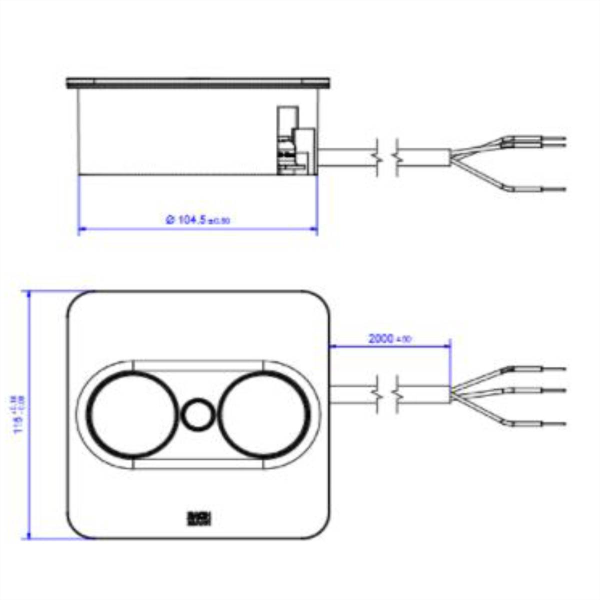 BACHMANN TWIST2 2xCEE7/3 2,0m AEH RAL9005 30GE eckig