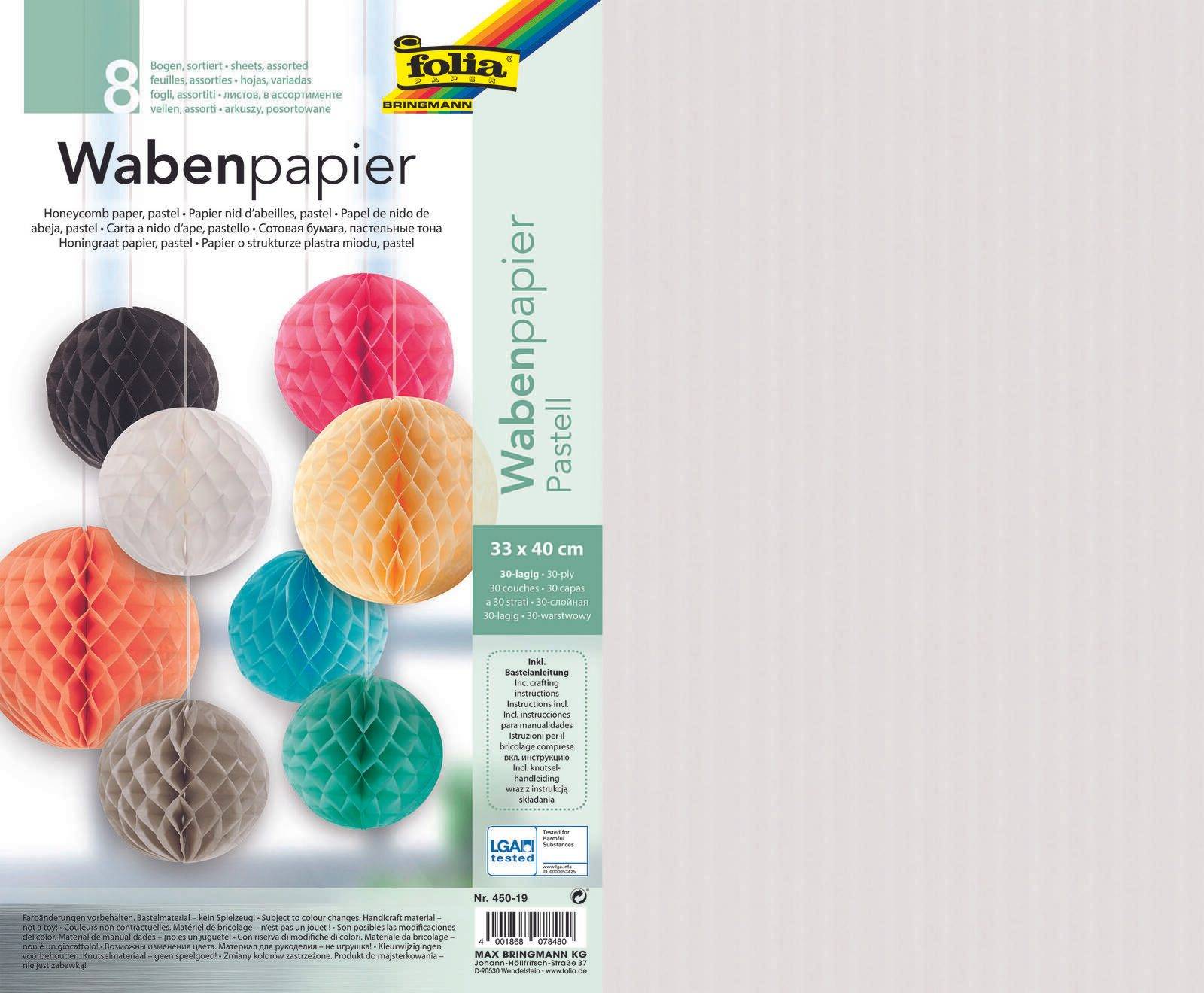Folia Wabenpapier weiss ocker rosa hellblau mint beige grau schwarz