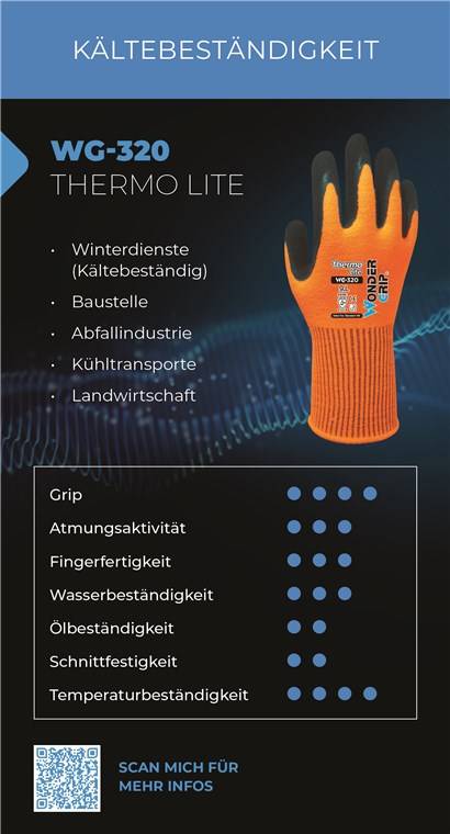 Wonder Grip WG-320 Arbeitshandschuhe Thermo Lite orange M/8 (Bulk)
