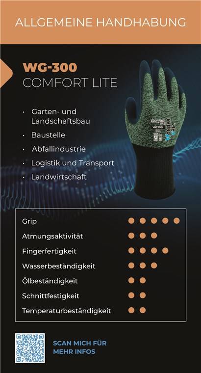 Wonder Grip WG-300 Arbeitshandschuhe Comfort Lite grün S/7 (Bulk)