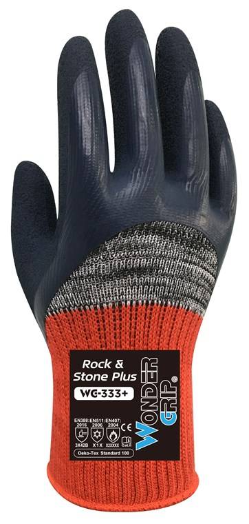 Wonder Grip WG-333+ Arbeitshandschuhe Rock & Stone grau,rot M/8 (Bulk)