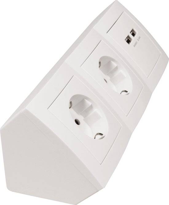 McPower - Steckdosenblock "Flair" 2-fach 230V + 2xUSB weiß