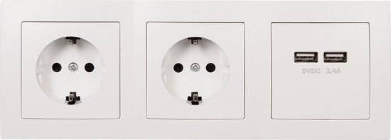 McPower - Steckdosenblock "Flair" 2-fach 230V + 2xUSB weiß