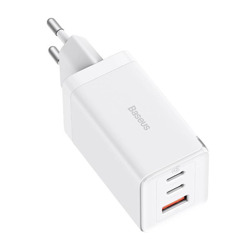 Wandladegerät Baseus GaN5 Pro 2xUSB-C + USB, 65W (weiß)