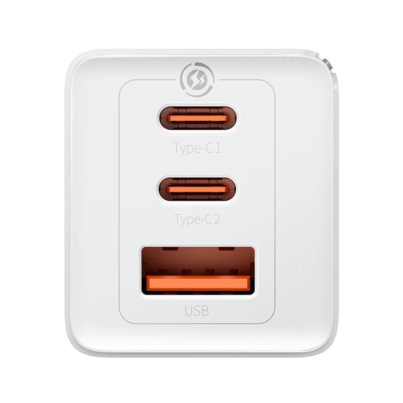 Wandladegerät Baseus GaN5 Pro 2xUSB-C + USB, 65W (weiß)