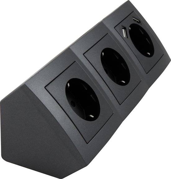 McPower - Steckdosenblock "Flair", 3-fach + 2x USB, anthrazi