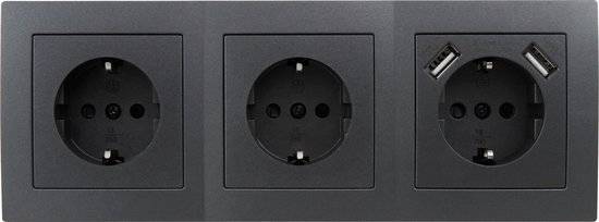 McPower - Steckdosenblock "Flair", 3-fach + 2x USB, anthrazi