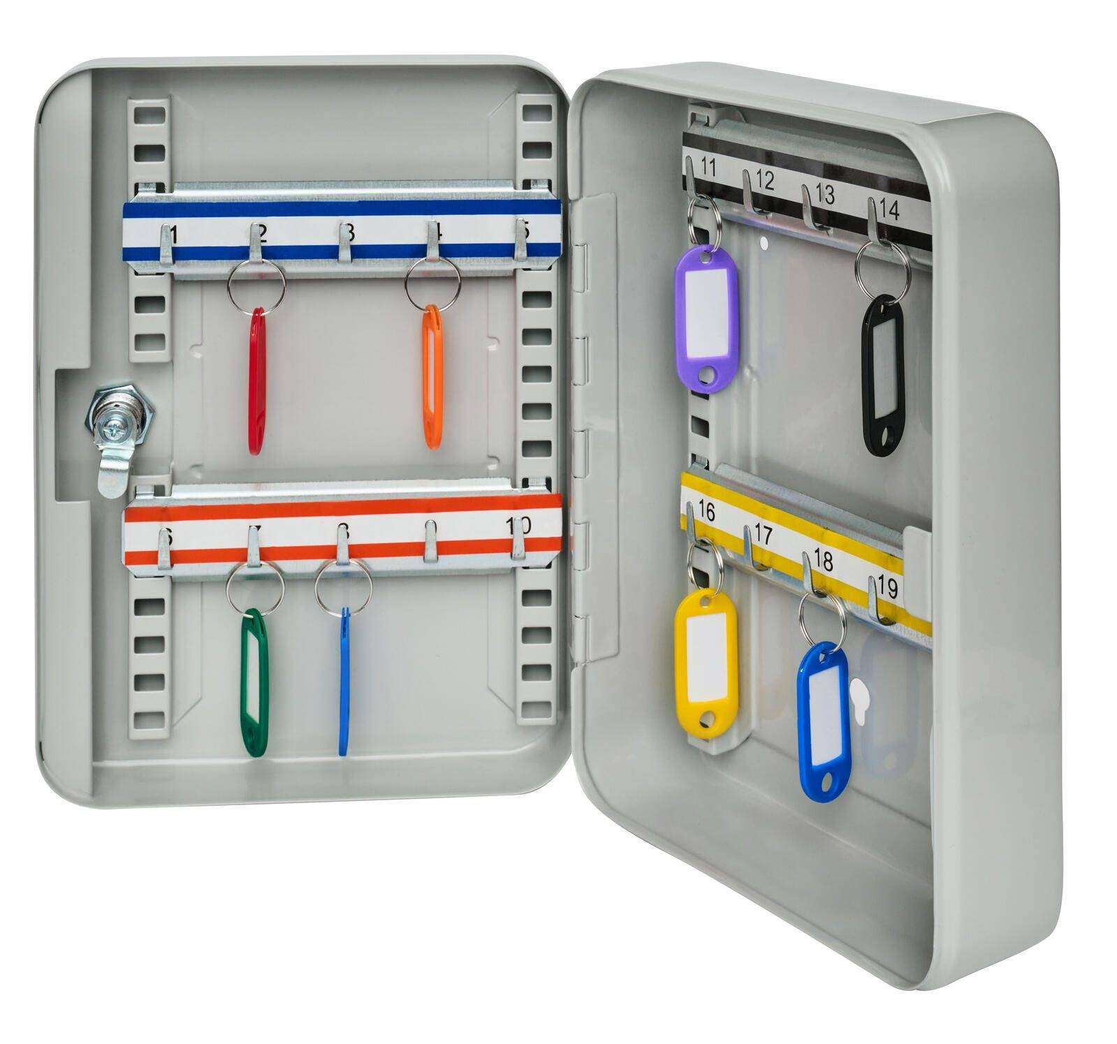 ALCO ALBERT Schlüsselkasten grau mit 20 Haken Zylinderschloss
