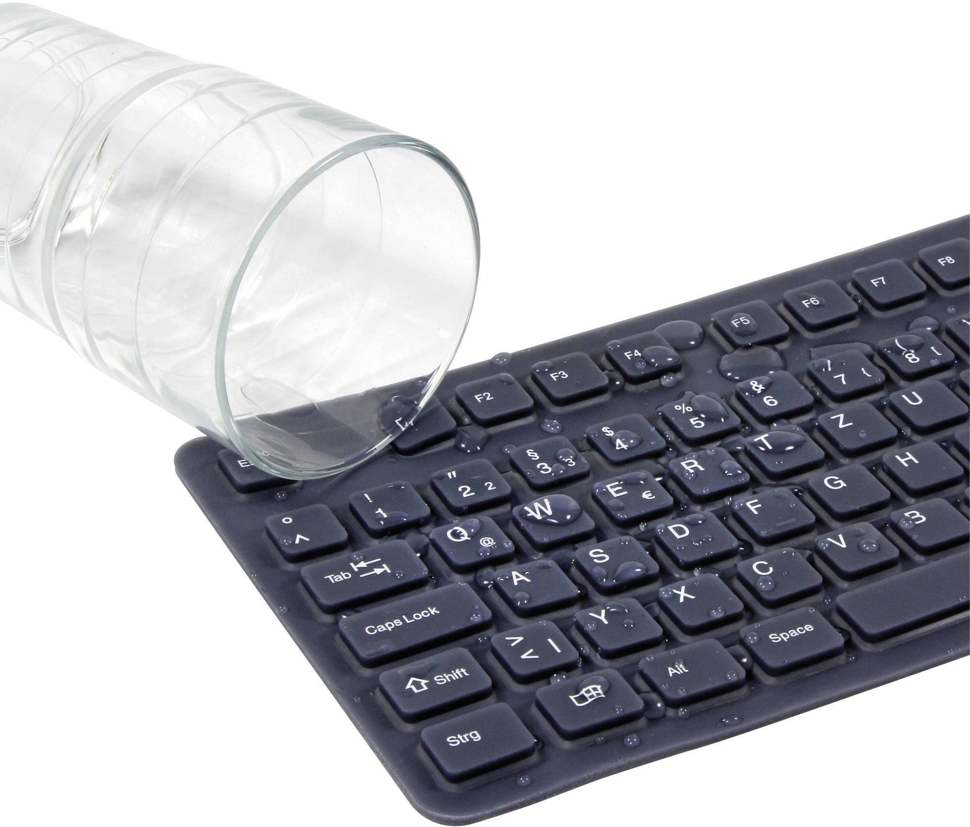 LogiLink ID0019A USB Tastatur Deutsch, QWERTZ Schwarz Faltbar, Spritzwassergeschützt, Staubgeschützt