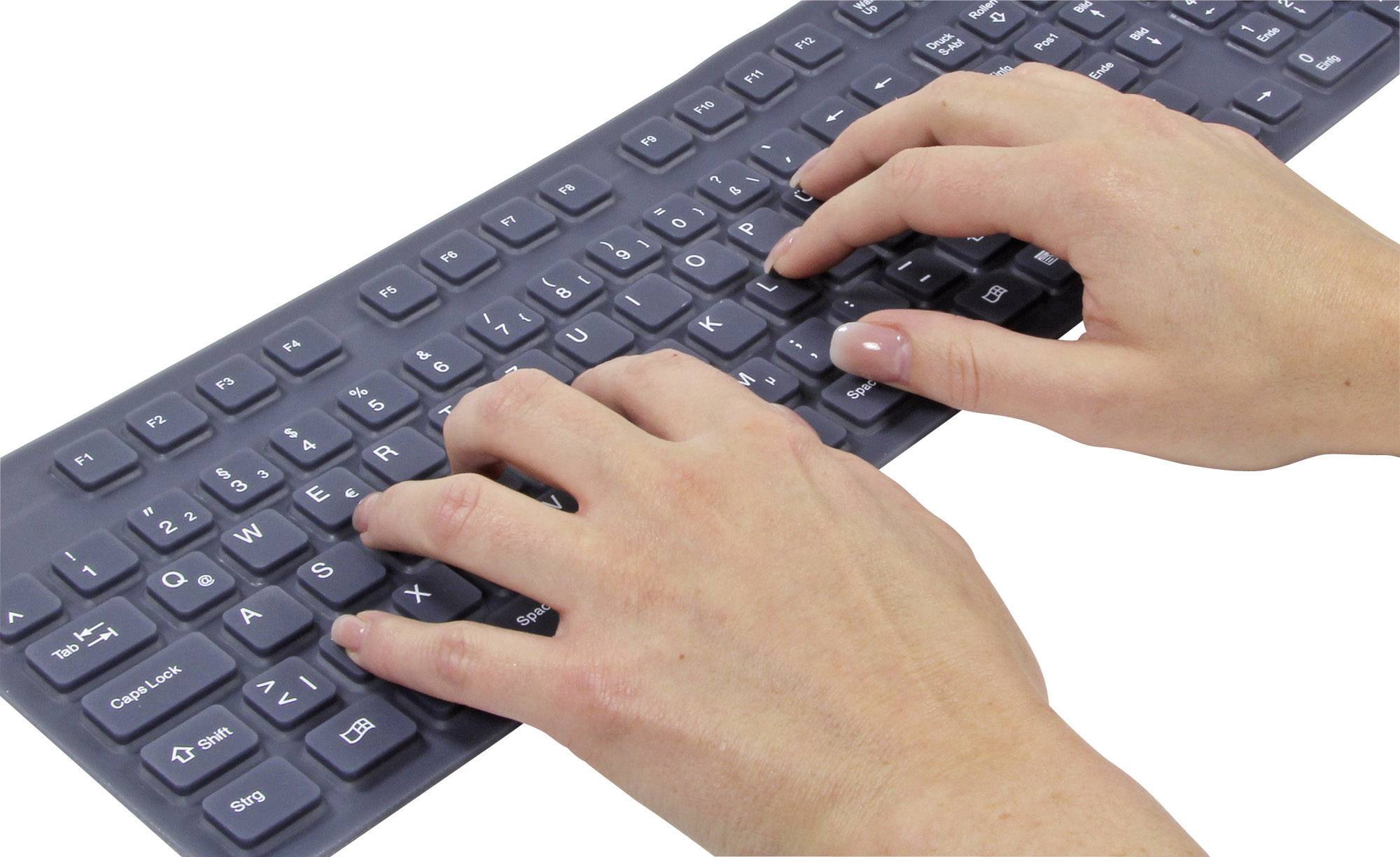 LogiLink ID0019A USB Tastatur Deutsch, QWERTZ Schwarz Faltbar, Spritzwassergeschützt, Staubgeschützt