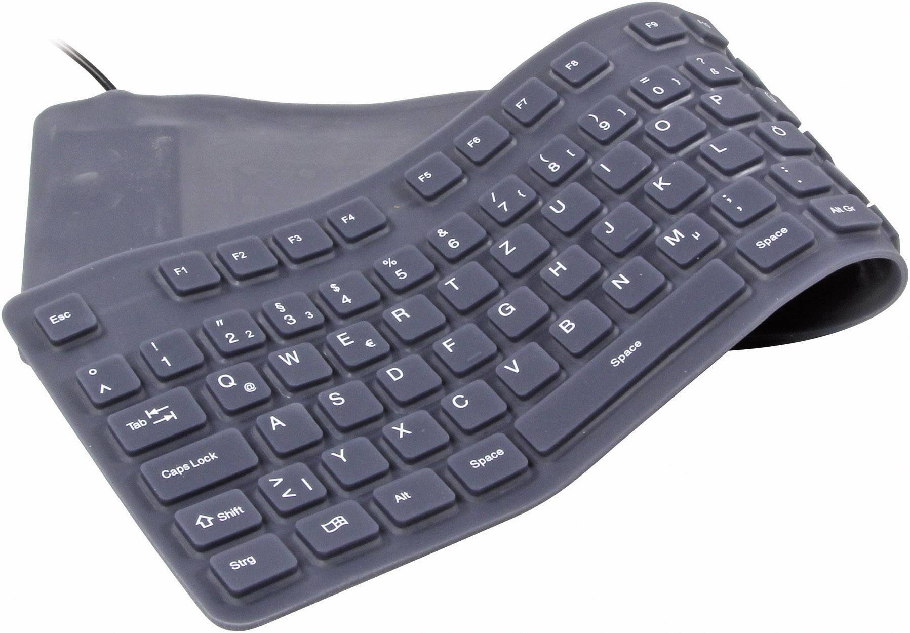 LogiLink ID0019 USB Tastatur Deutsch, QWERTZ Schwarz Spritzwassergeschützt, Staubgeschützt, Flexibel