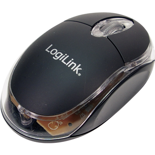 LogiLink Mini Mouse Maus USB Optisch Schwarz 3 Tasten 800 dpi Beleuchtet