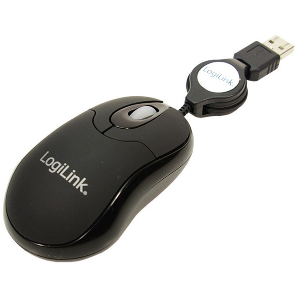 LogiLink ID0016 USB Mouse Optical Cable rewind Black