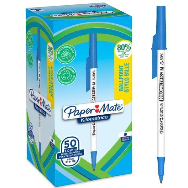 PAPER MATE Kugelschreiber Kilometrico Reycled M Blau 50er