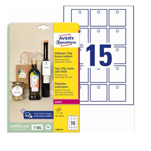 AVERY Zweckform Hängeetiketten 50,0 x 50,0 mm T2003-10