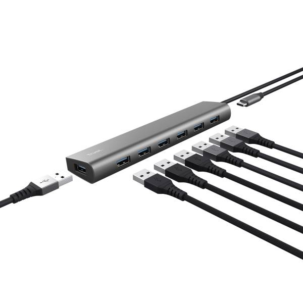 Trust Halyx - Hub - 7 x USB 3.2 Gen 1 + 1 x USB-C (Stromdurchsatz)