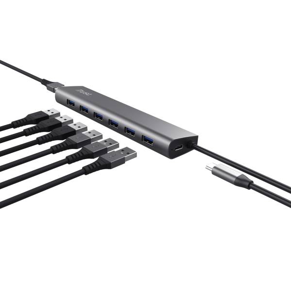 Trust Halyx - Hub - 7 x USB 3.2 Gen 1 + 1 x USB-C (Stromdurchsatz)