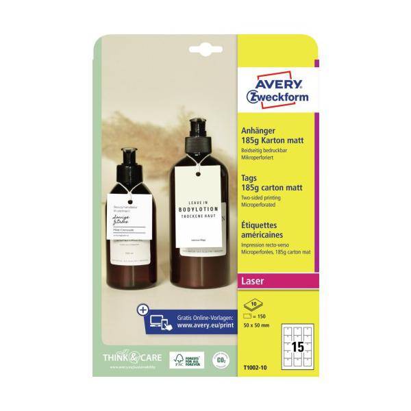 AVERY Zweckform Anhänger, Karton, 185 g/qm, 50 x 50 mm, weiß (72000212)