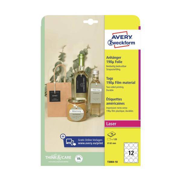 AVERY Zweckform Anhänger, Folie, matt, Durchm.: 60 mm, weiß (72000411)