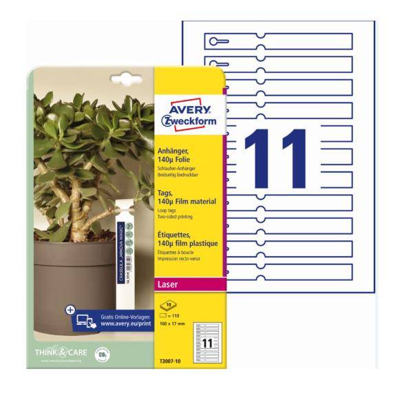 AVERY Zweckform Anhänger-Schlaufe, Folie, 160 x 17 mm, weiß