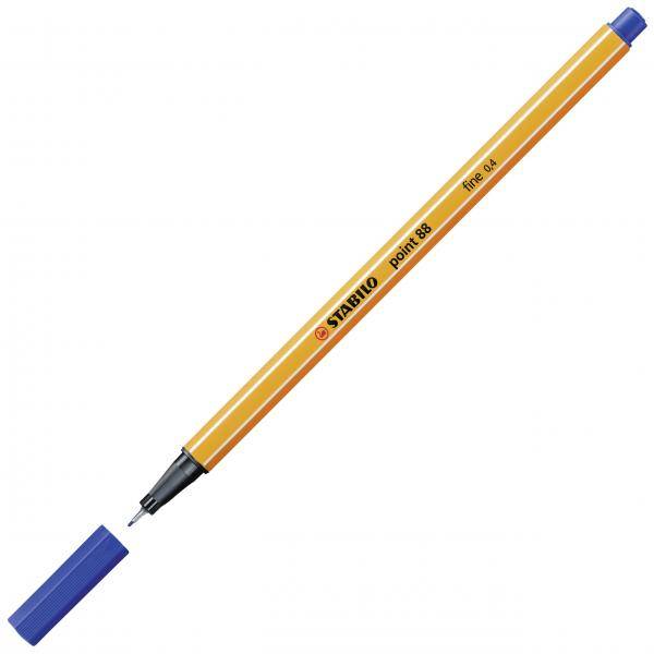 STABILO Finliner point 88 Strichstärke 0.4 mm blau Seckskant-Form mit Streifendesign