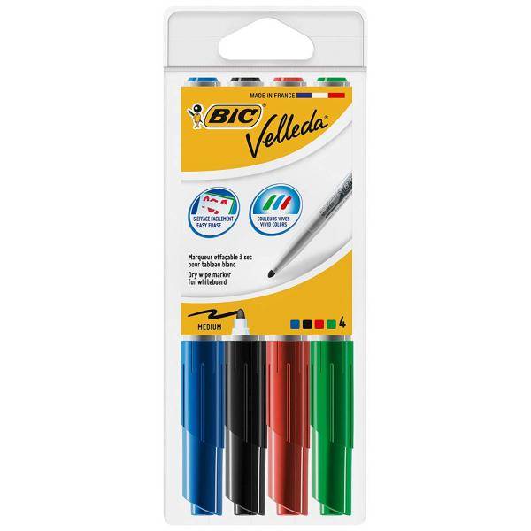 BIC Whiteboard-Marker Velleda 1741, Rundspitze, 4er Etui