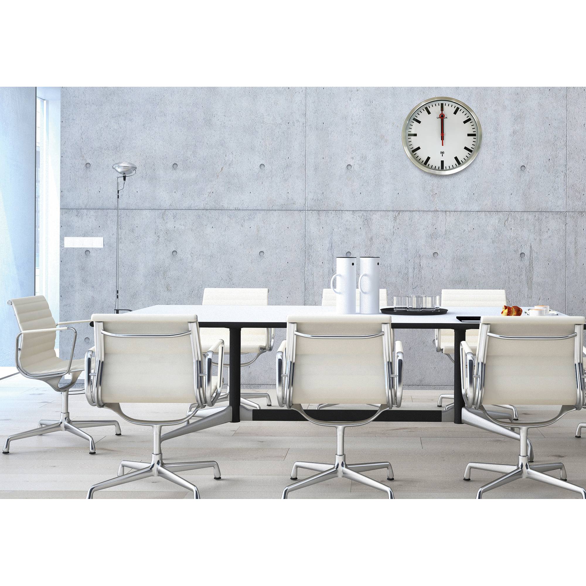 Wanduhr STATION Funk metallgrau