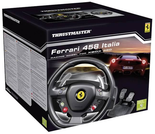Thrustmaster Ferrari 458 Italia Racing Wheel Lenkrad USB PC, Xbox 360 Schwarz inkl. Pedale