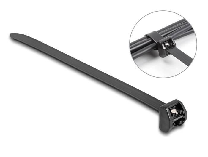 Delock Kabelbinder mit Metallzunge L 457 x B 12,7 mm 10 Stück schwarz