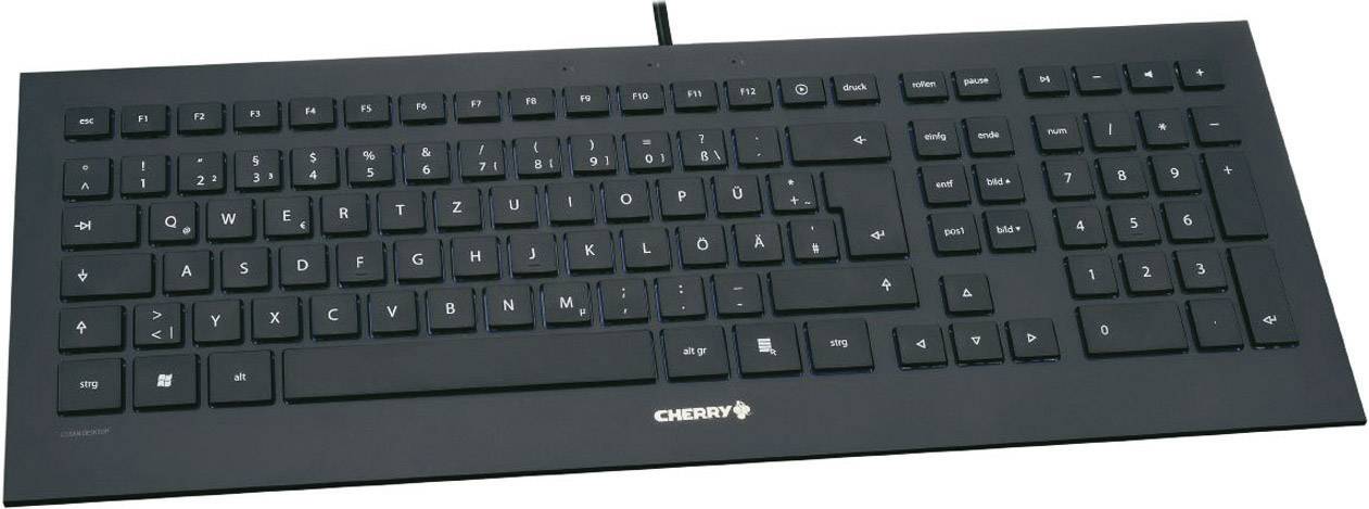 CHERRY Strait USB Tastatur Deutsch, QWERTZ, Windows® Schwarz Spritzwassergeschützt