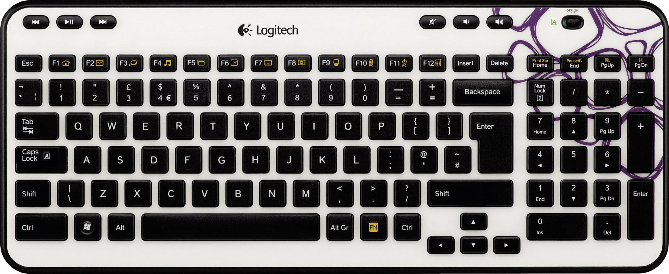 Logitech K360 Wireless Keyboard Purple Pebble Funk Tastatur Deutsch, QWERTZ Weiß, Lila