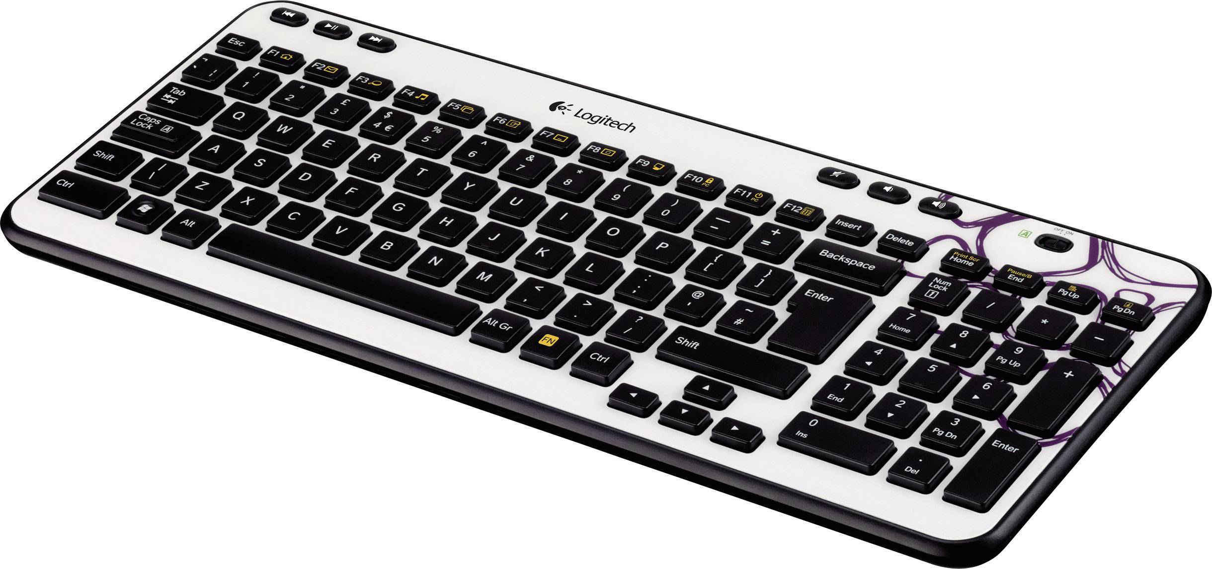 Logitech K360 Wireless Keyboard Purple Pebble Funk Tastatur Deutsch, QWERTZ Weiß, Lila