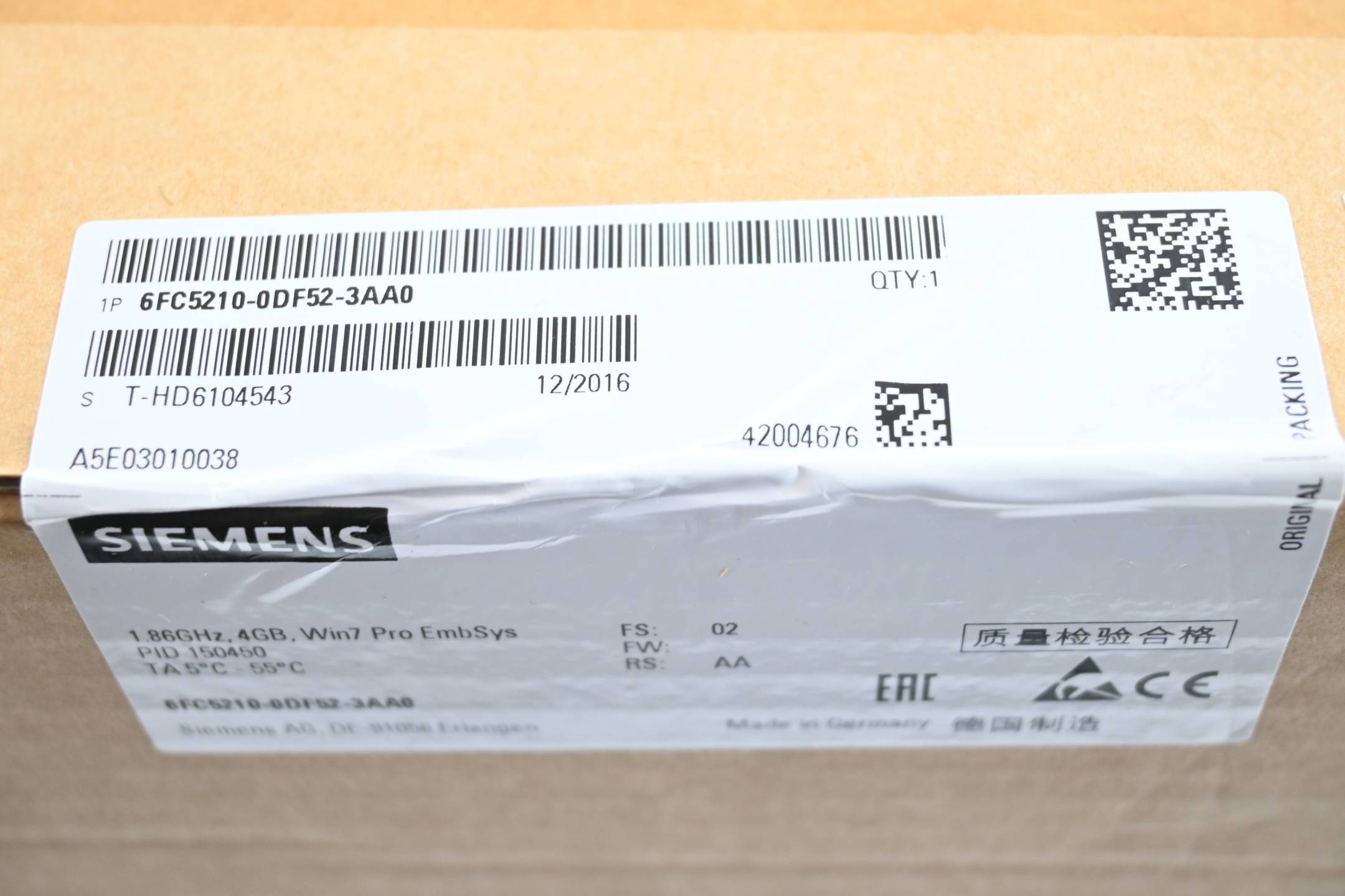Siemens Dig.Industr. Pcu50.5-C Win7 6FC5210-0DF52