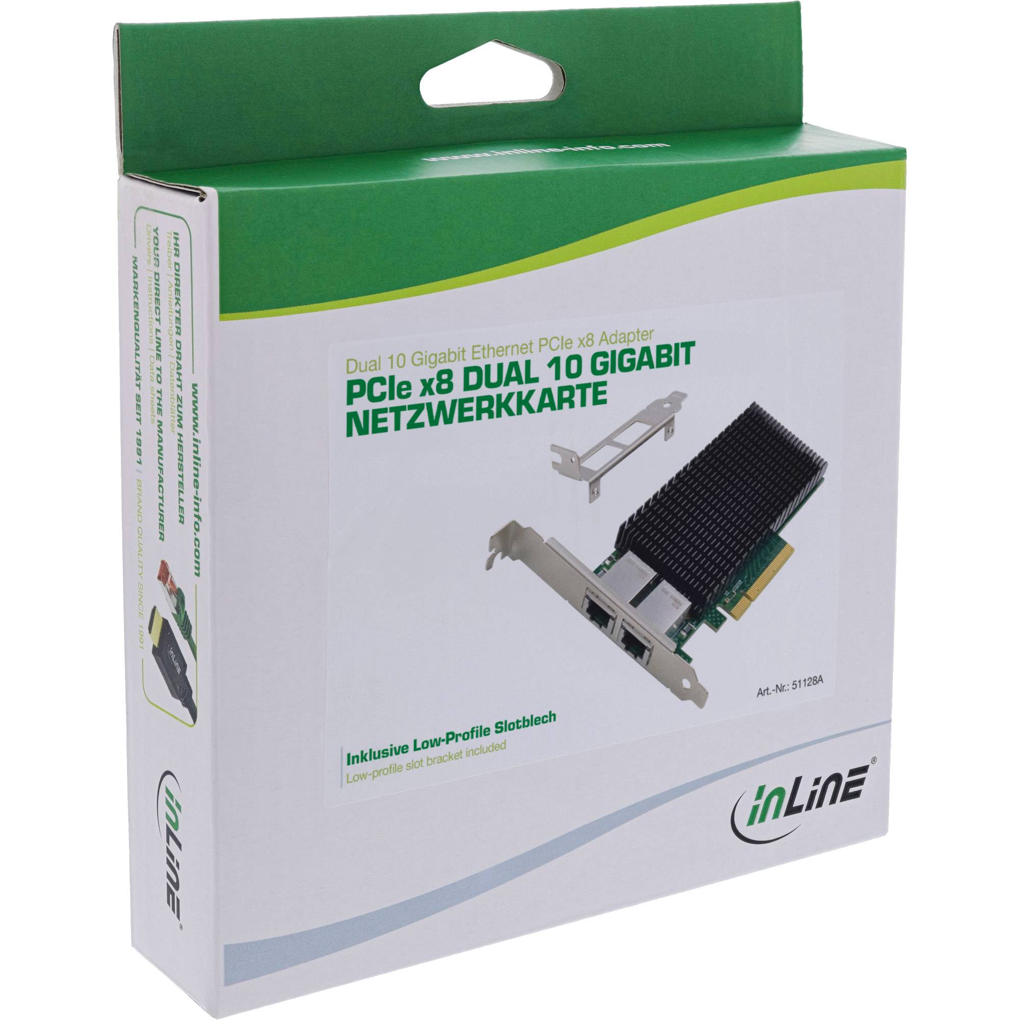 INLINE - Dual 10-Gigabit Netzwerkkarte - 2x RJ45 10Gb/s - PCIe x8